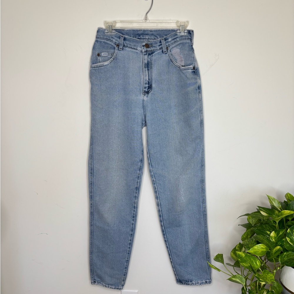 BN5 Vintage‎ Lee Jeans 1889 Light Wash Blue Women's Jeans Distressed Tapered